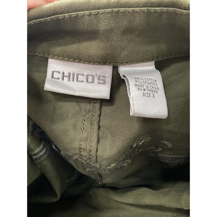 Chico's Green Cotton Basic Jacket Size 2