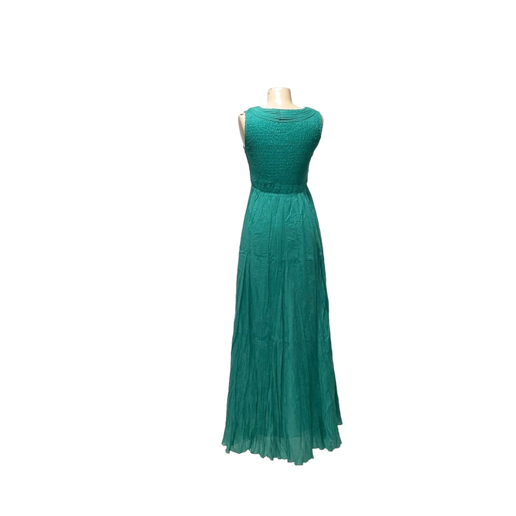 Soft Surroundings XS Green Long Cotton Blouson Dress