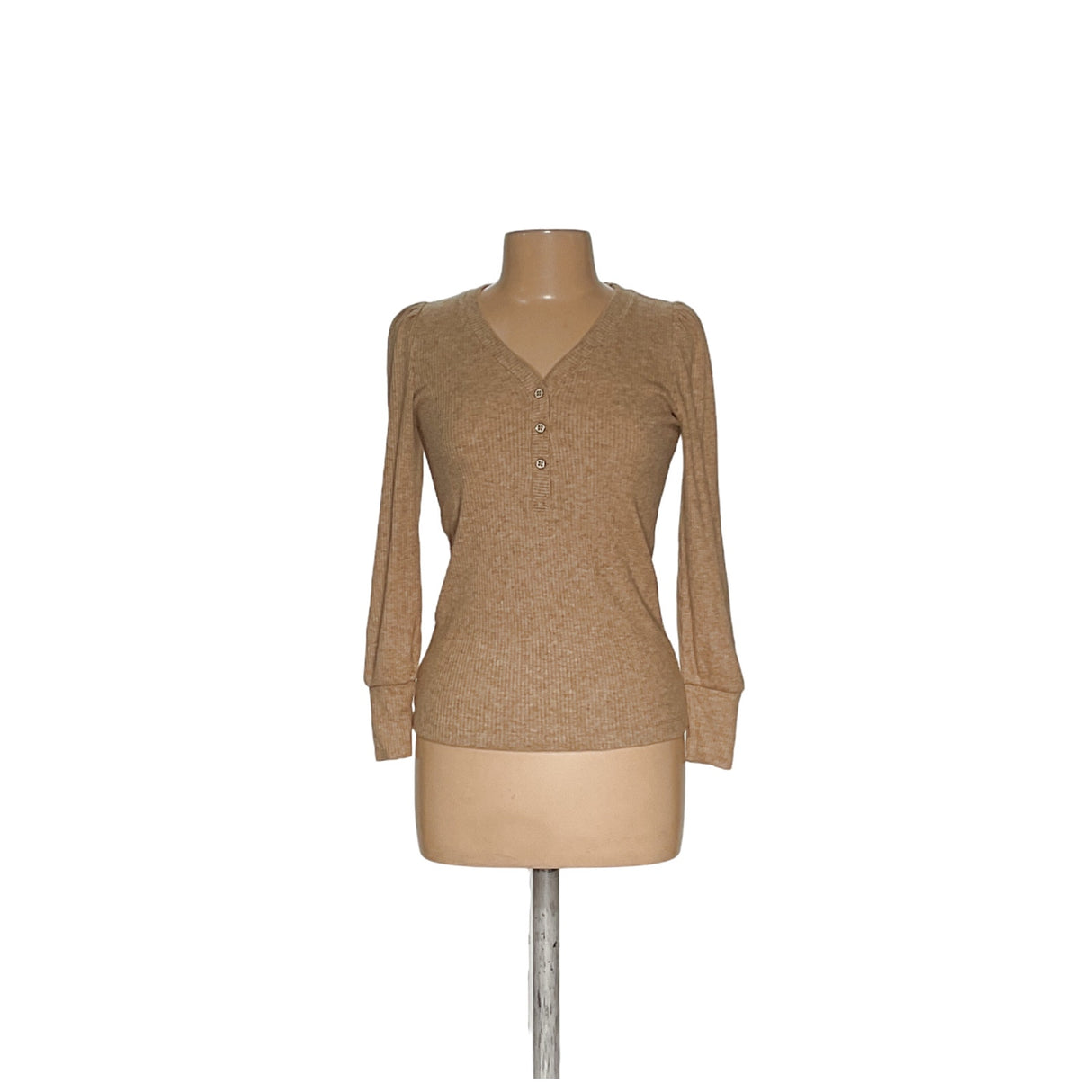 LOFT Beige Rayon Henley Sweater, SP