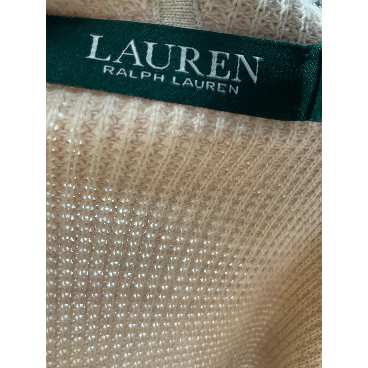 RALPH LAUREN Beige Crochet Cotton Sweater L