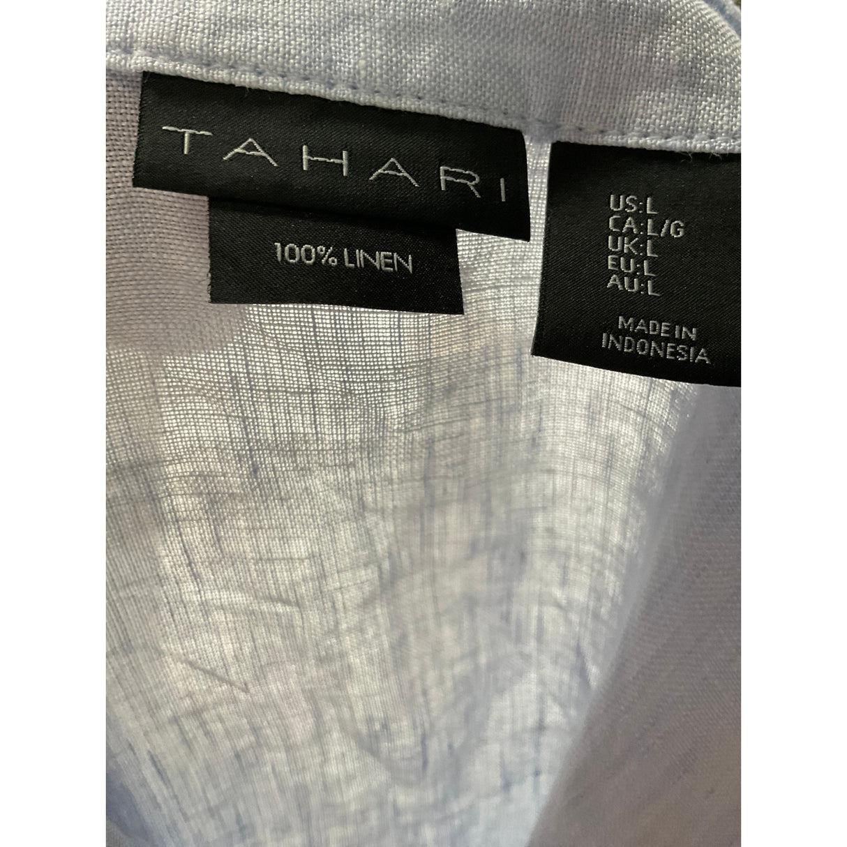 Tahari Blue Linen Blouse - Women's Size L