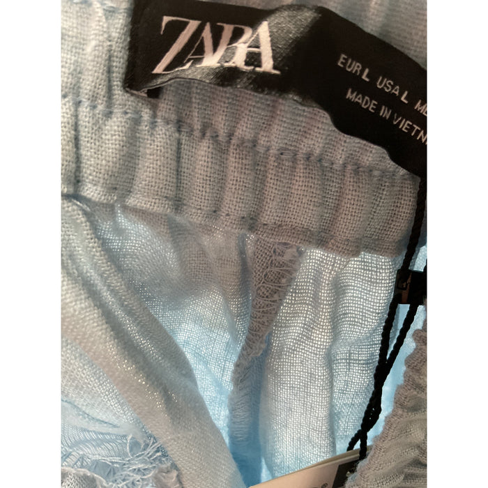 ZARA Blue Linen Ankle Pants - Women's L