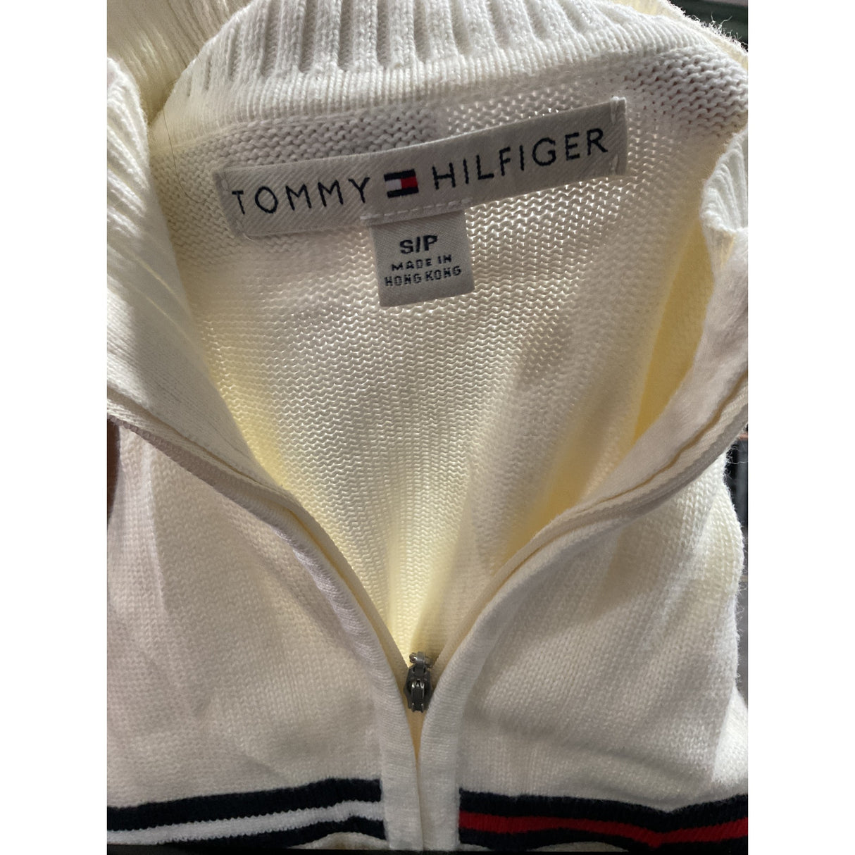 Tommy Hilfiger White Full Zip Sweater