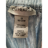 Catherines Blue Linen Capri Pants 1X